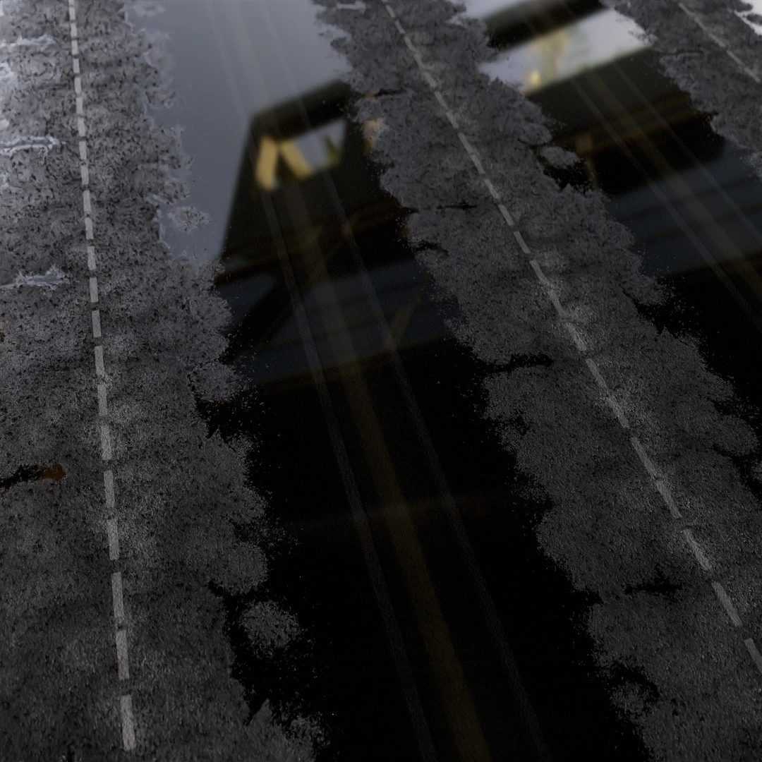 Asphalt Dark Wet Road Textures