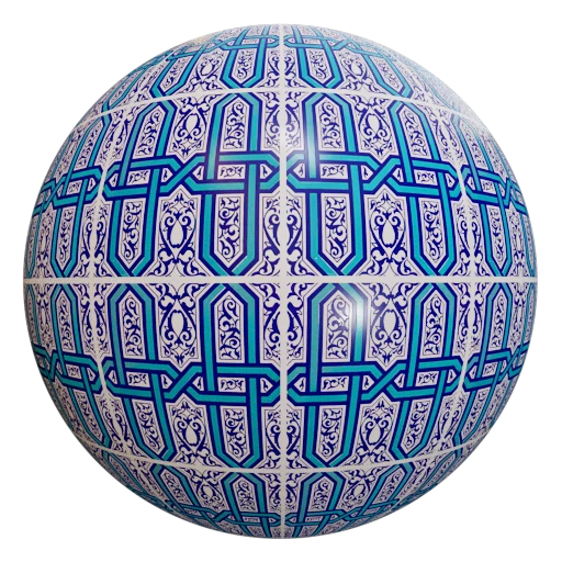 Seljuk Blue Chain Pattern Traditional Texture