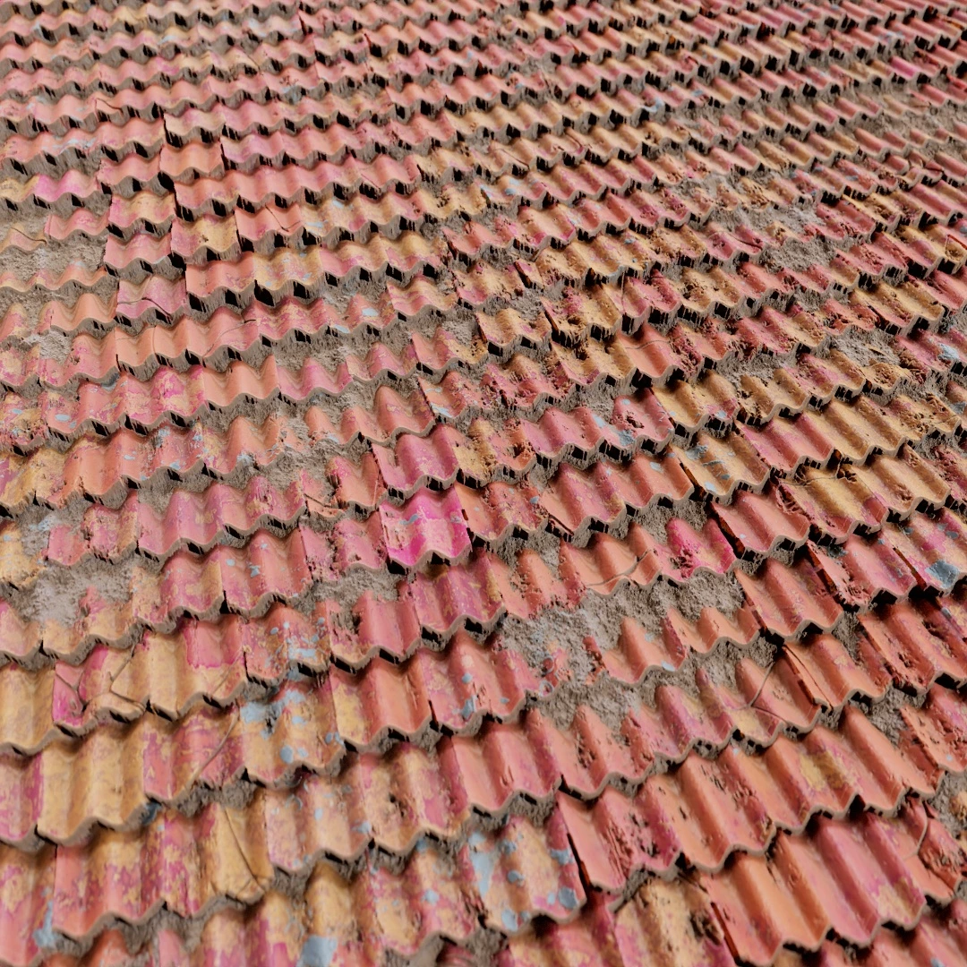Aged Terracotta Shingle Roof Texture