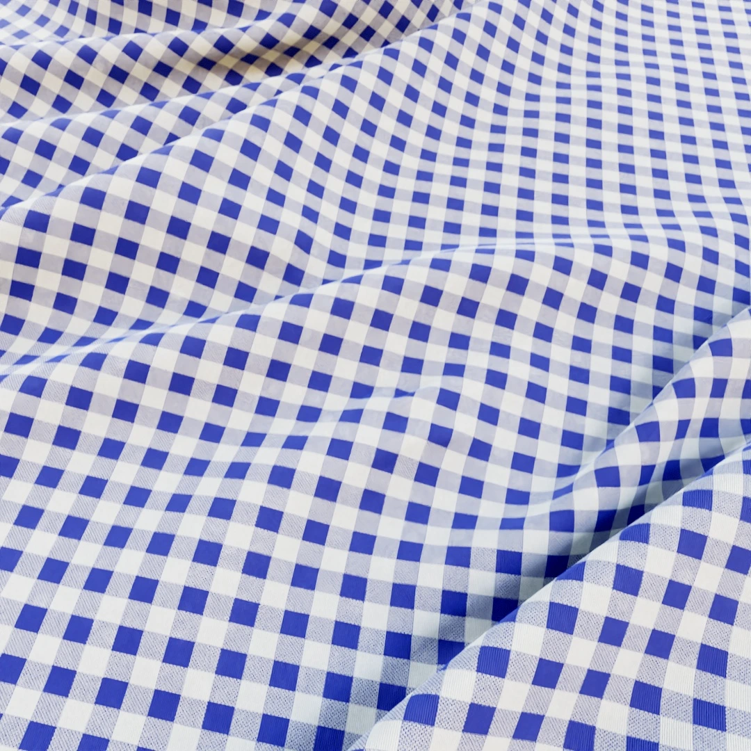Blue Gingham Checkered Fabric Texture