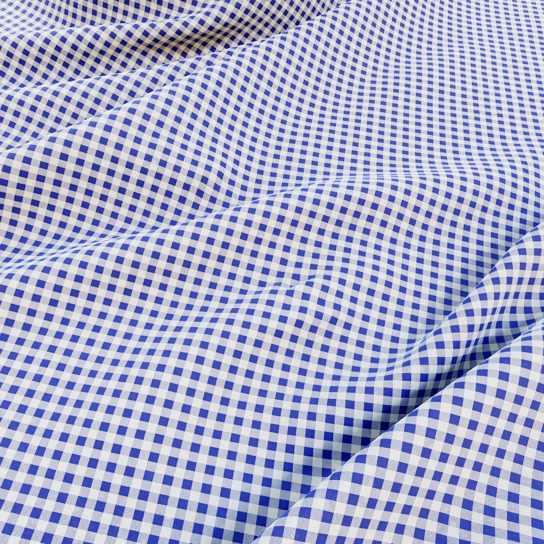 Blue Gingham Checkered Fabric Texture