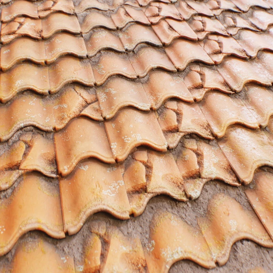 Damaged Terracotta Shingle Roof Texture