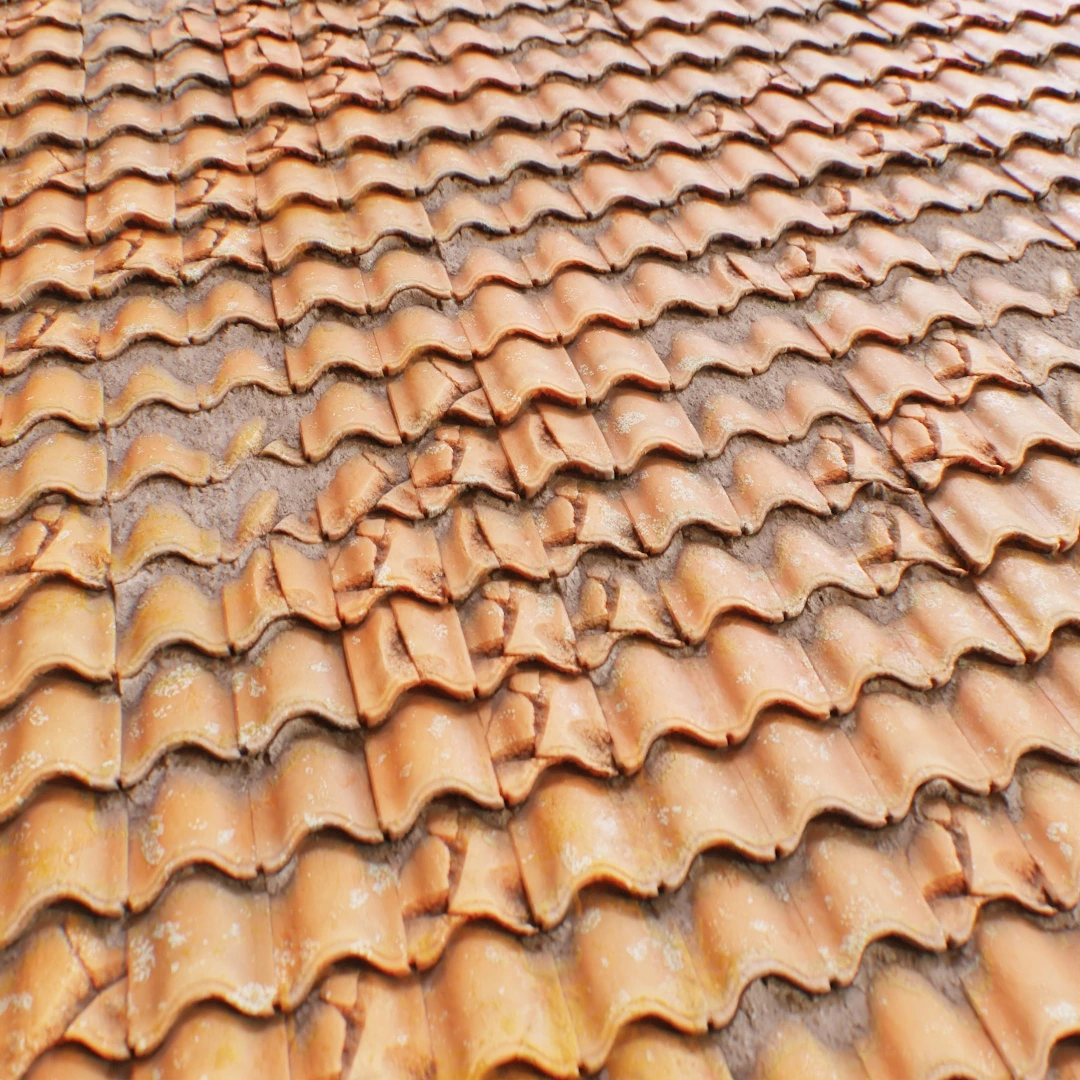 Damaged Terracotta Shingle Roof Texture