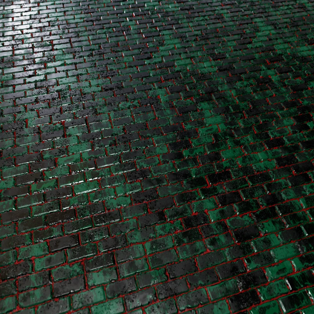 Distressed Green Patina Brick Texture