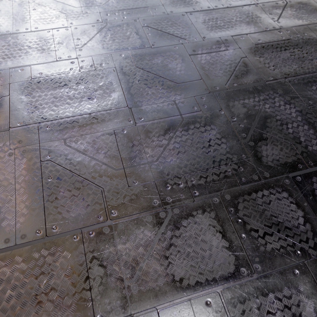 Futuristic Damaged Metal Floor Texture