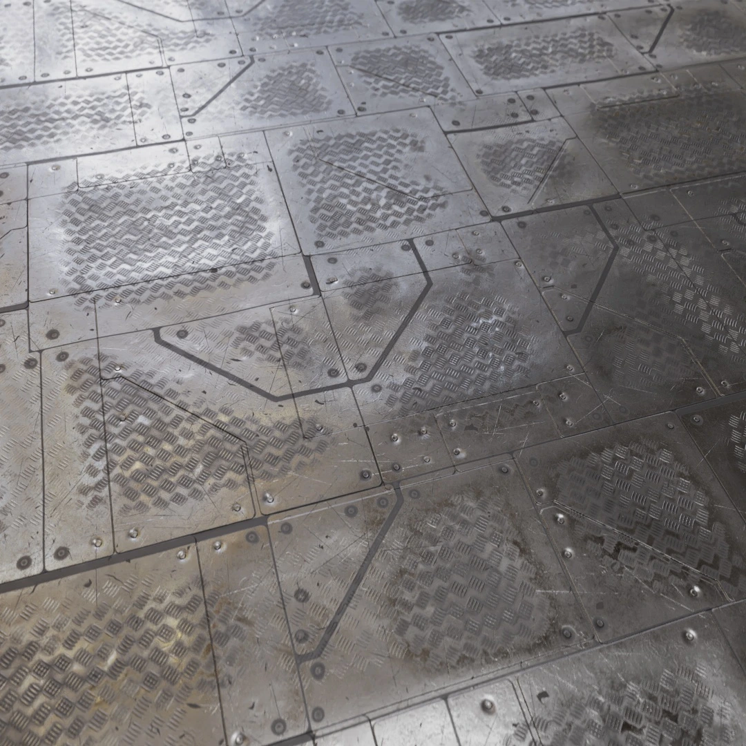 Futuristic Damaged Metal Floor Texture
