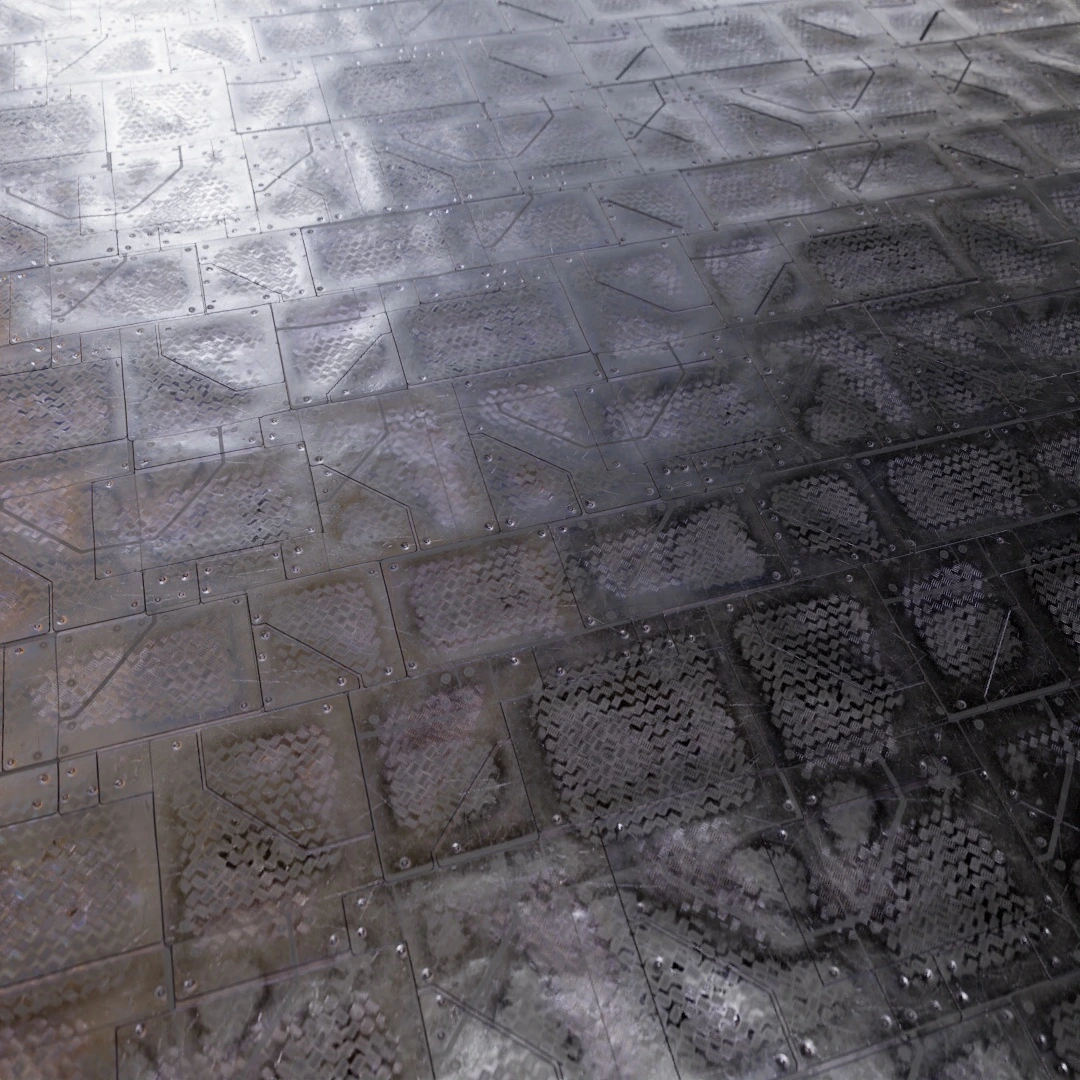 Futuristic Damaged Metal Floor Texture