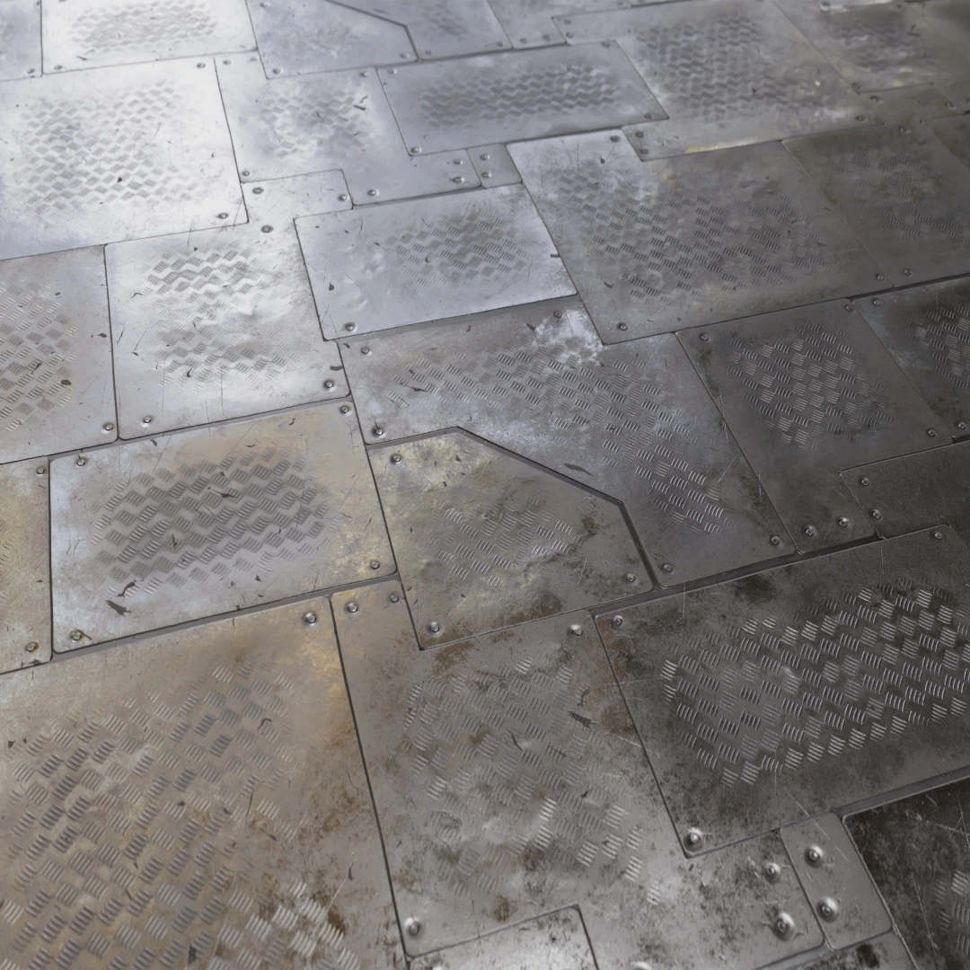 Futuristic Damaged Metal Floor Texture