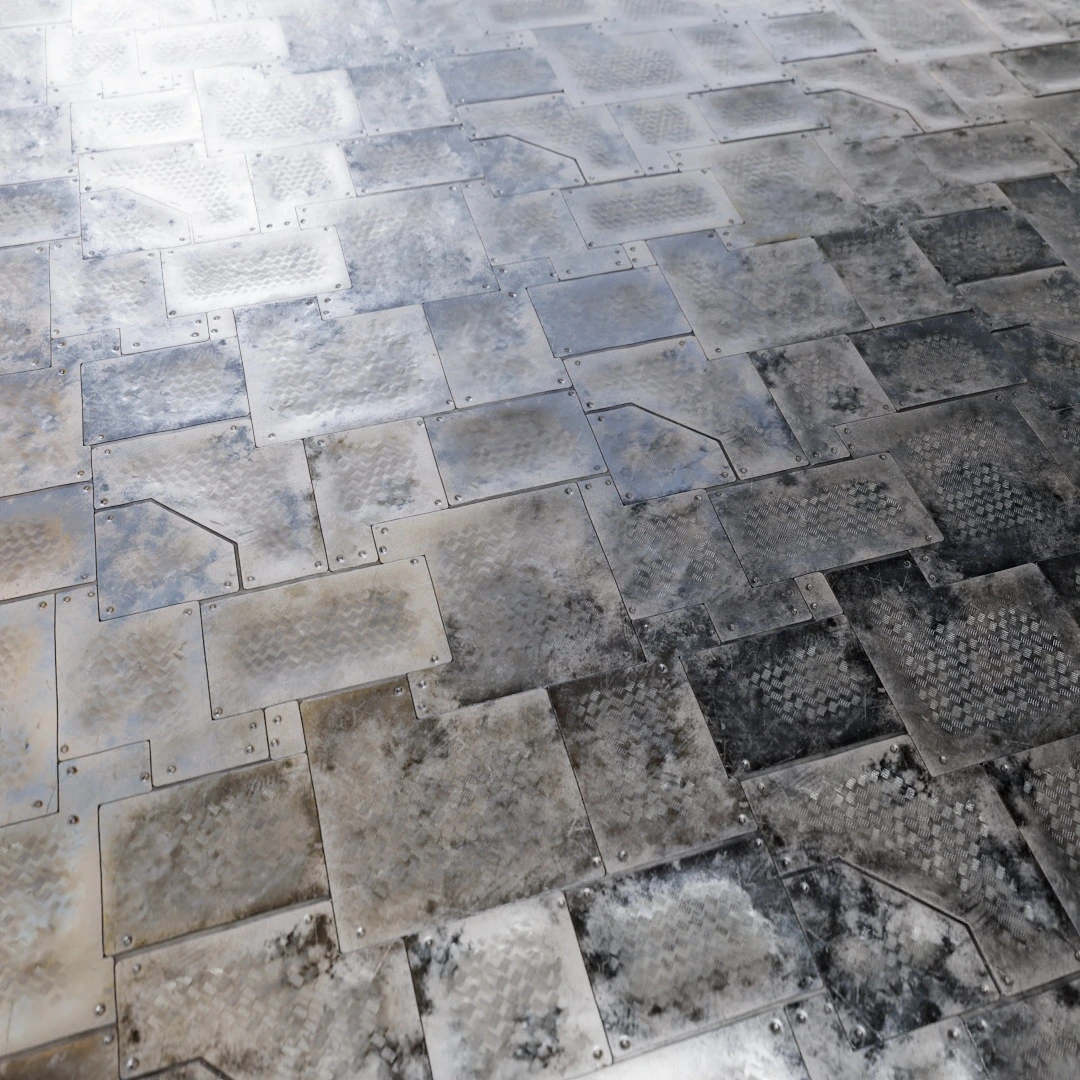 Futuristic Damaged Metal Floor Texture