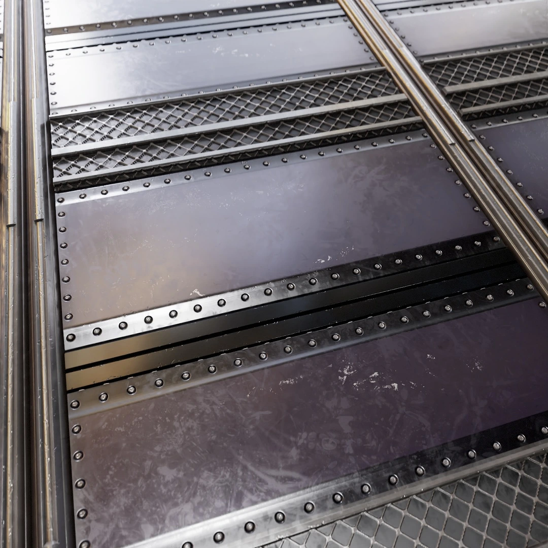 Futuristic Scratched Metal Sci-Fi Door Texture