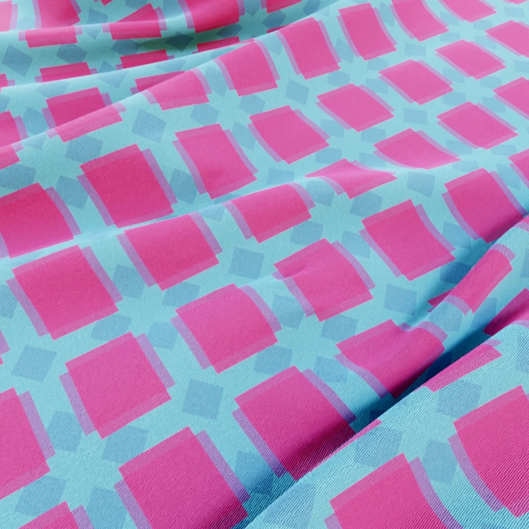 Geometric Chic Cyan Fabric Texture