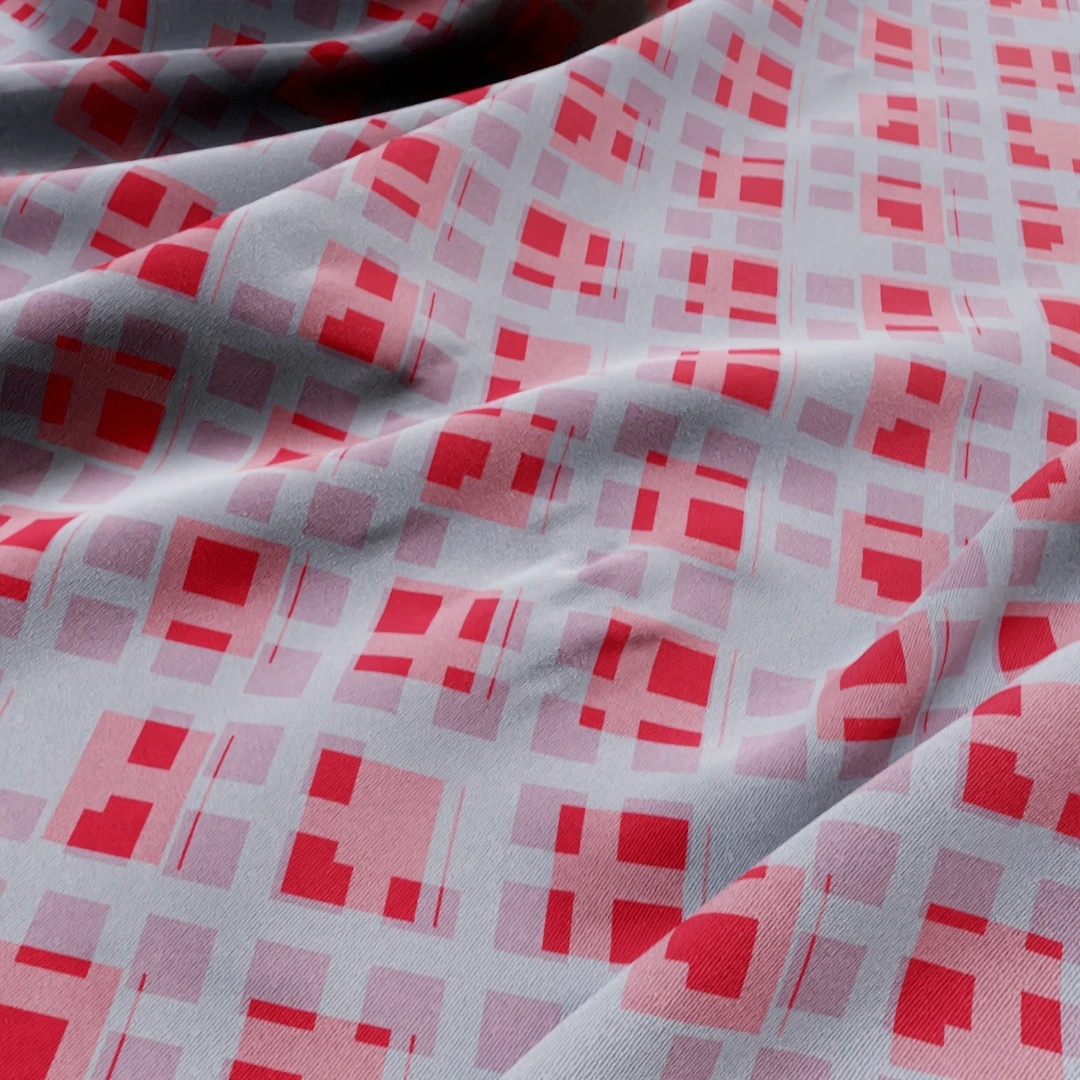 Geometric Red Mosaic Fabric Texture
