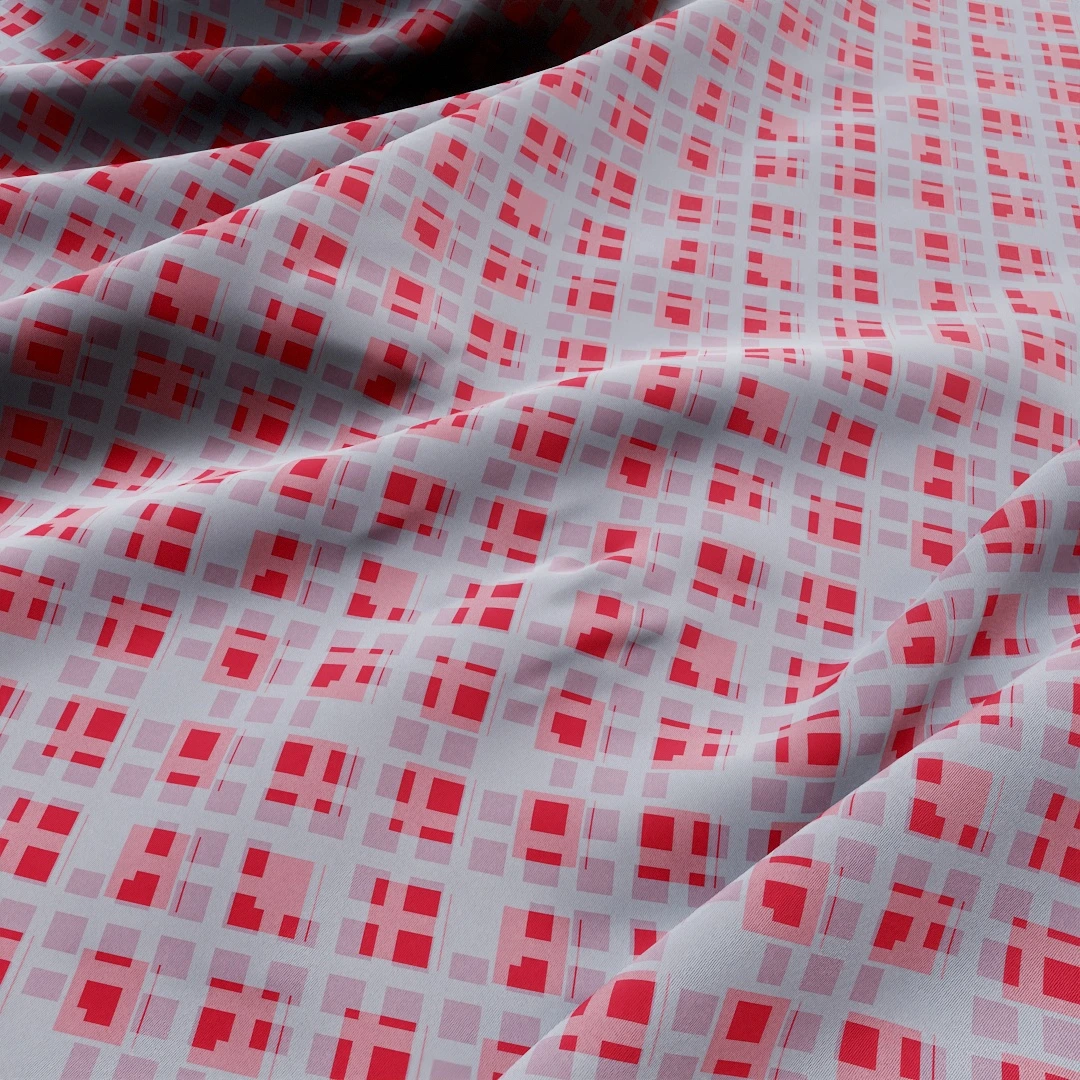 Geometric Red Mosaic Fabric Texture