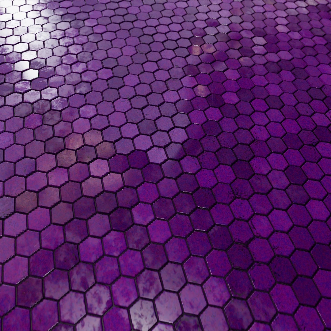 Glossy Purple Hexagon Tiles Texture