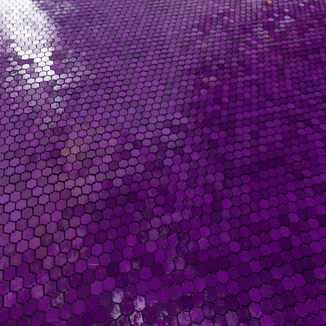 Glossy Purple Hexagon Tiles Texture