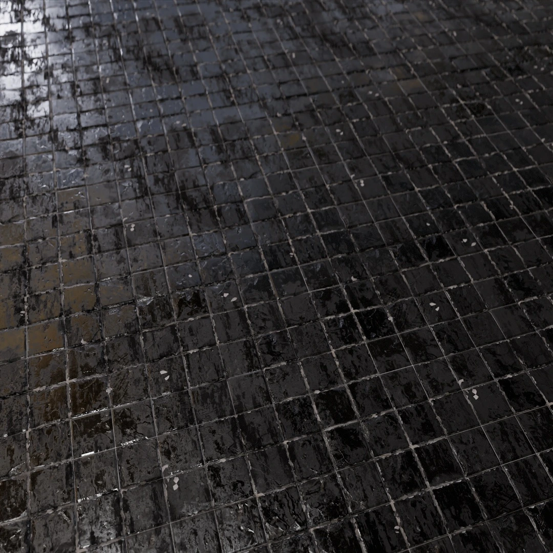 Glossy Worn Tiles Texture