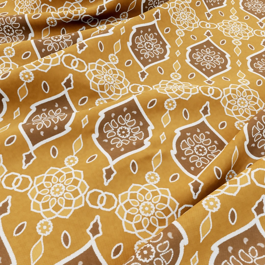 Golden Floral Brocade Fabric Texture