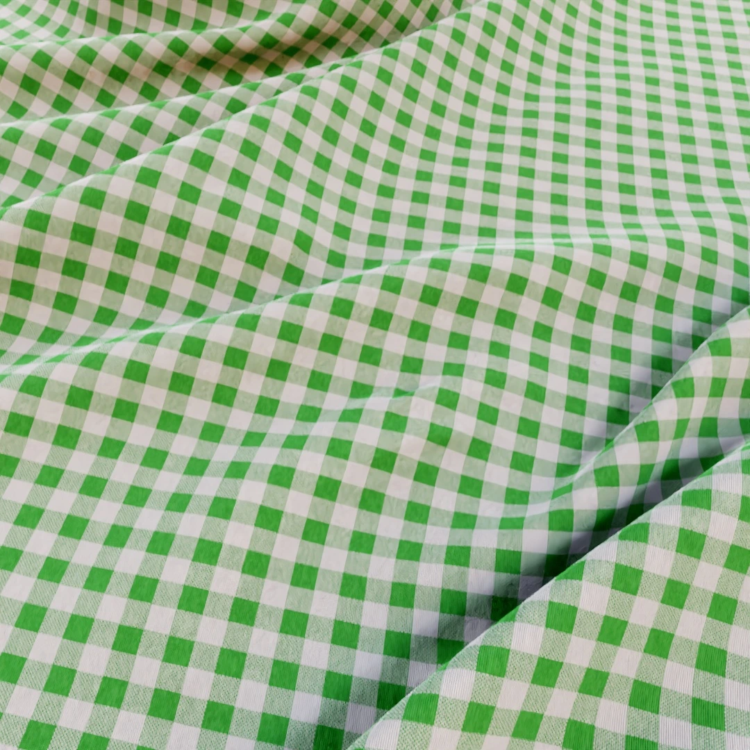Green White Gingham Checkered Fabric Texture