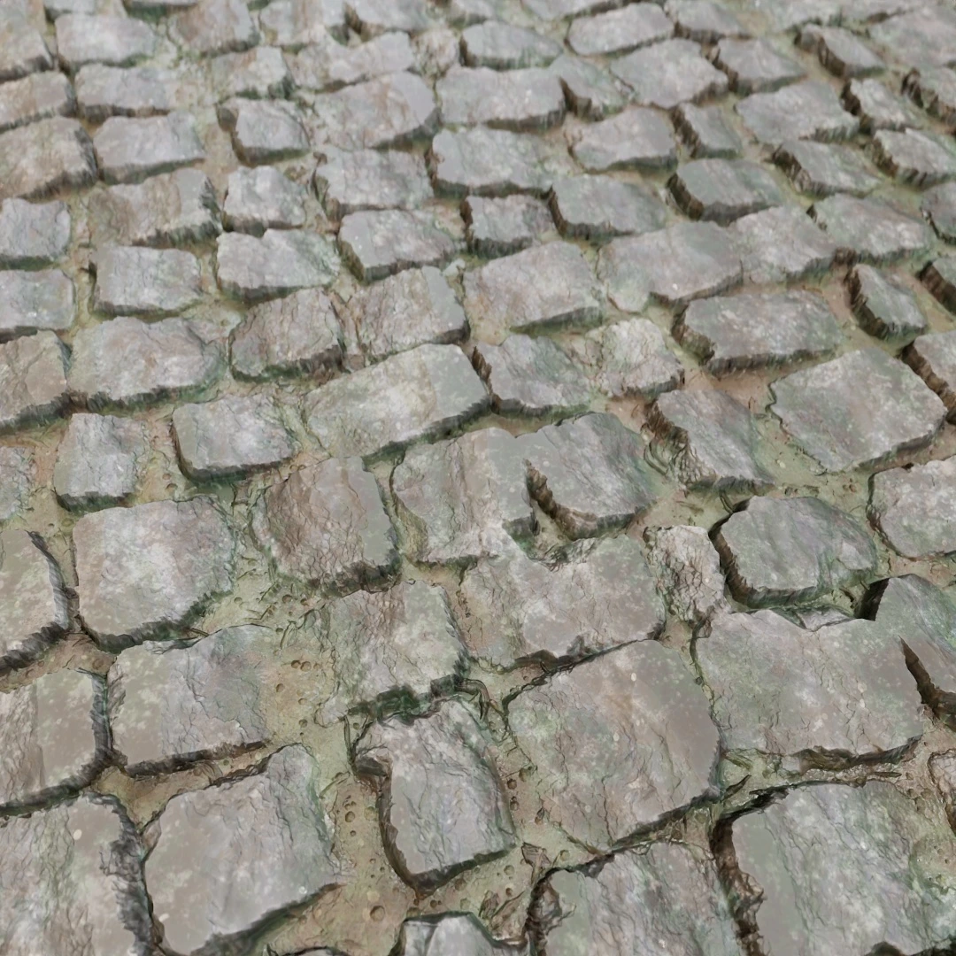 Mossy Aged Cobblestone Floor Texture