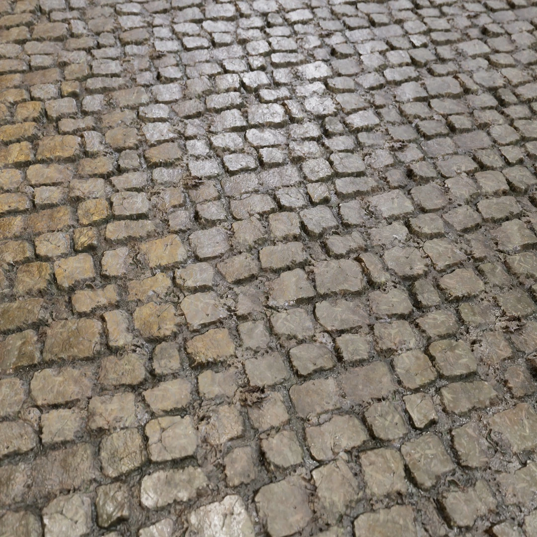 Old Mossy Cobblestone Floor Texture