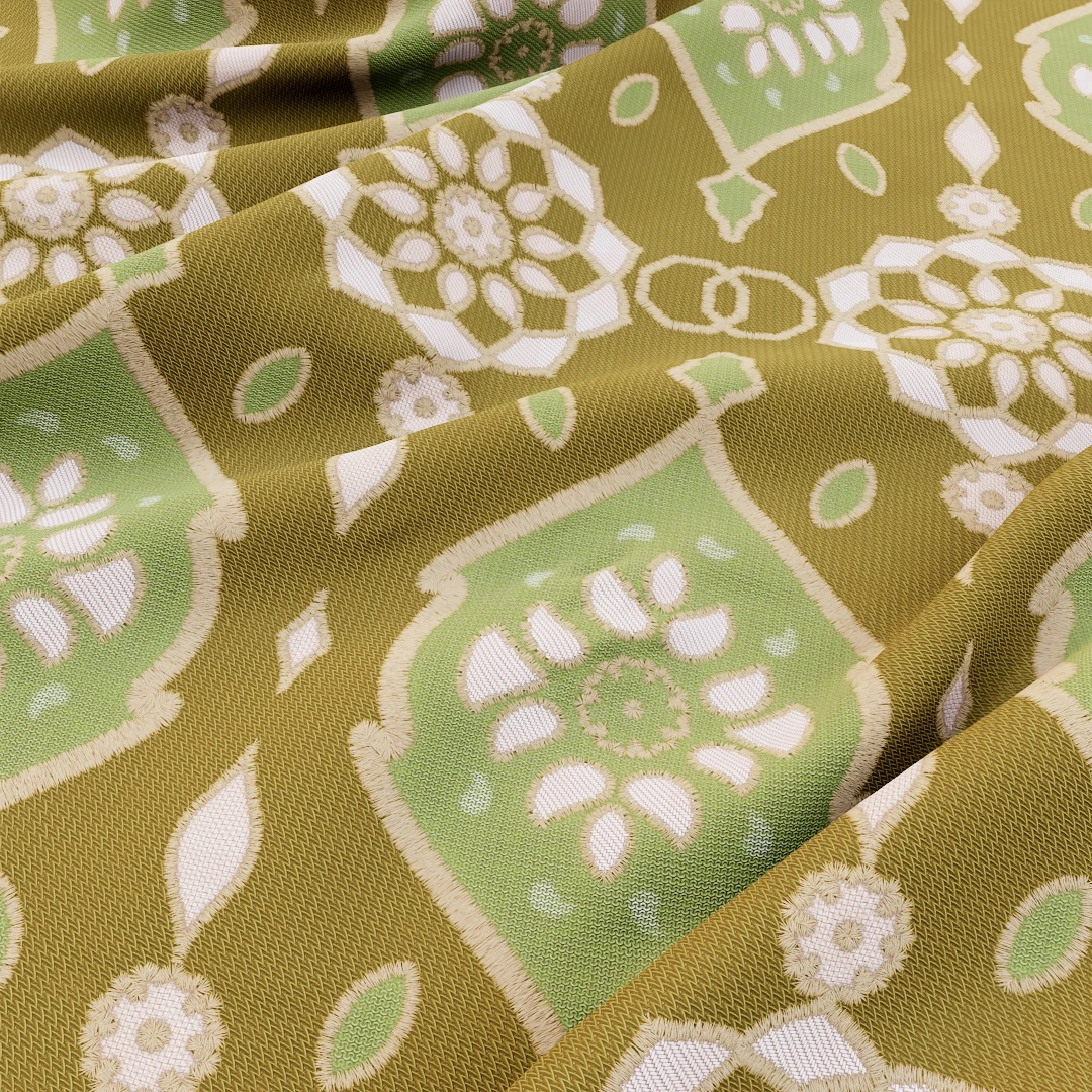 Olive Floral Patterned Fabric Texture