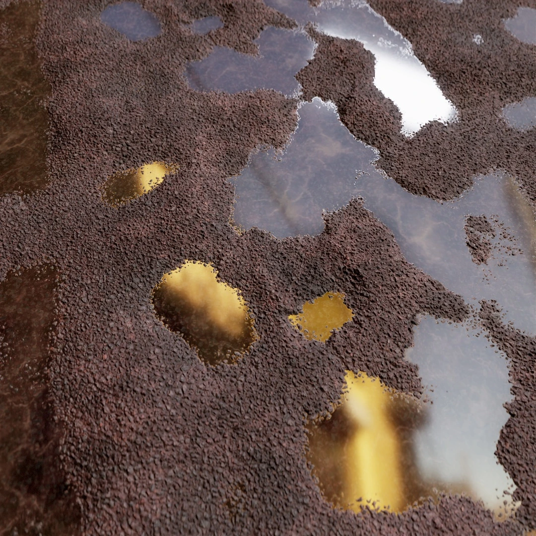 Rain Soaked Cracked Asphalt Texture