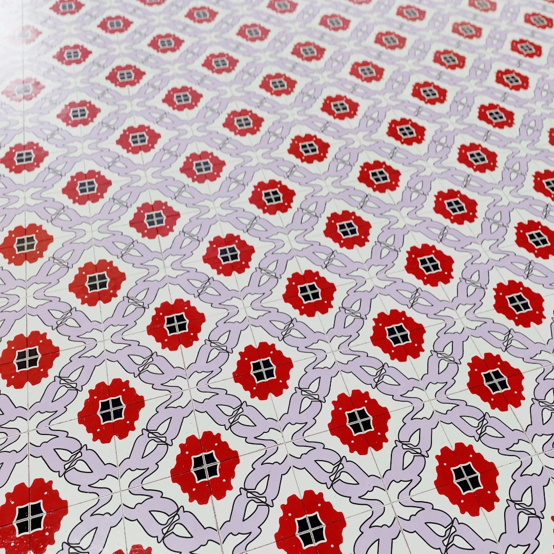 Red Floral Elegance Tile Texture