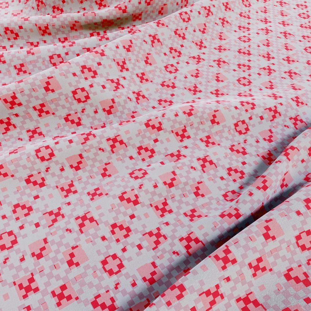 Red Pixelated Geometric Pattern Fabric Texture