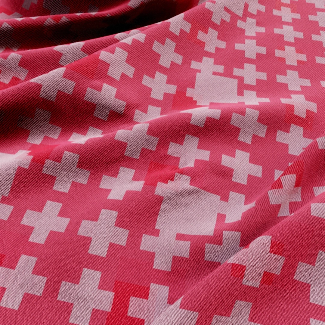 Vintage Crimson Cross Pattern Fabric Texture