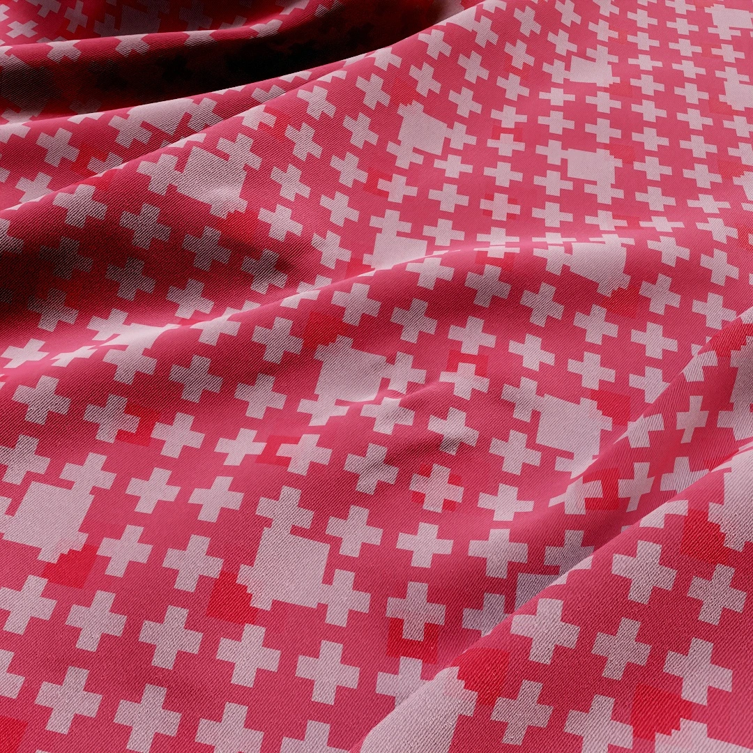 Vintage Crimson Cross Pattern Fabric Texture